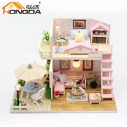 Casa de brinquedo de quebra-cabeça de madeira 3d faça você mesmo