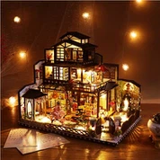 Hongda casa em miniatura réplica de casa em miniatura cabana de madeira