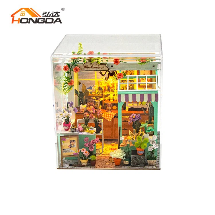 Garden Theme Diy Dollhouse With Dust Cover high quality